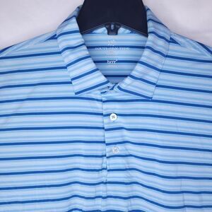 Southern Tide Polo Shirt Mens XL Striped Blue, White Performance Brrr
